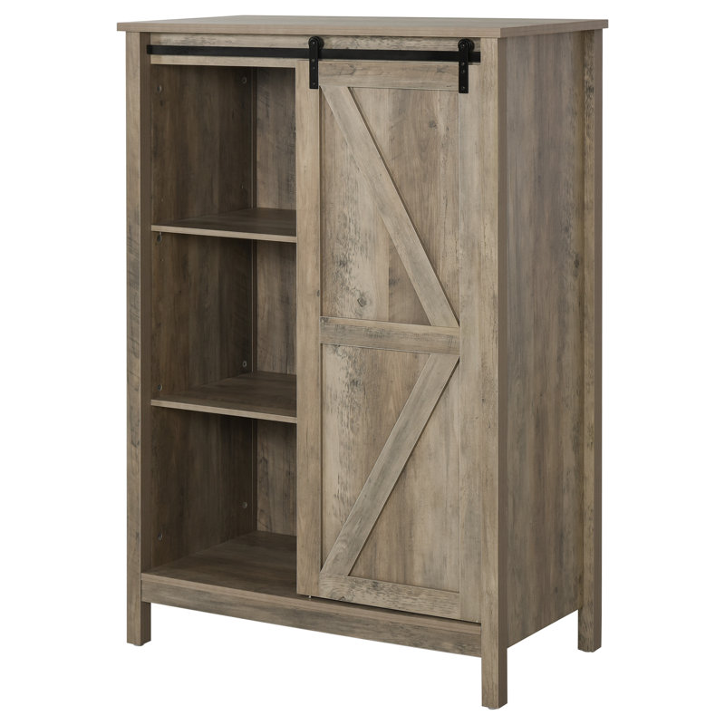 Gracie Oaks Rustic Storage Home 3Tier Organizer With Barn Door